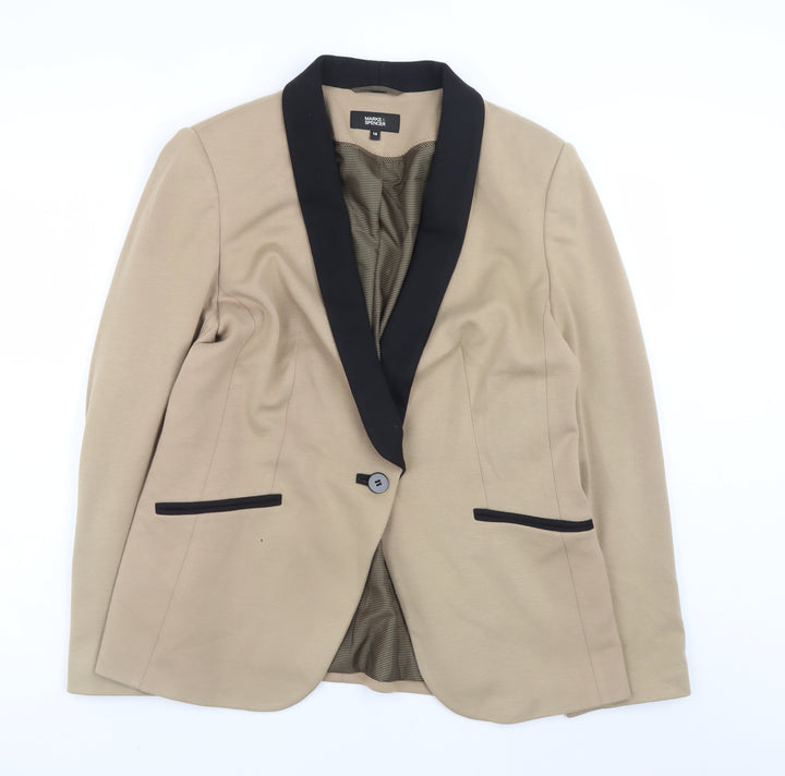 Marks and Spencer Women Beige Blazer UK 16 Classic Formal Jacket