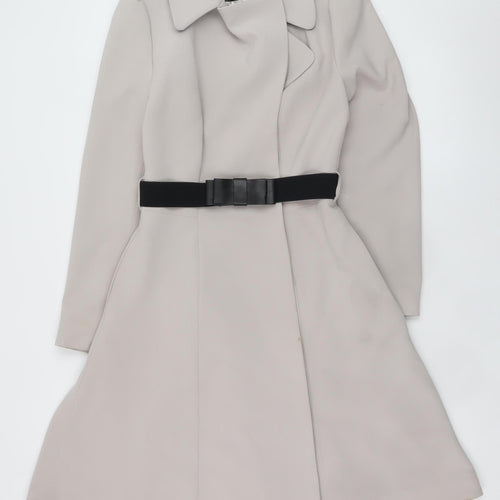 H&M Womens Beige Long Belted Trench Coat Size 10