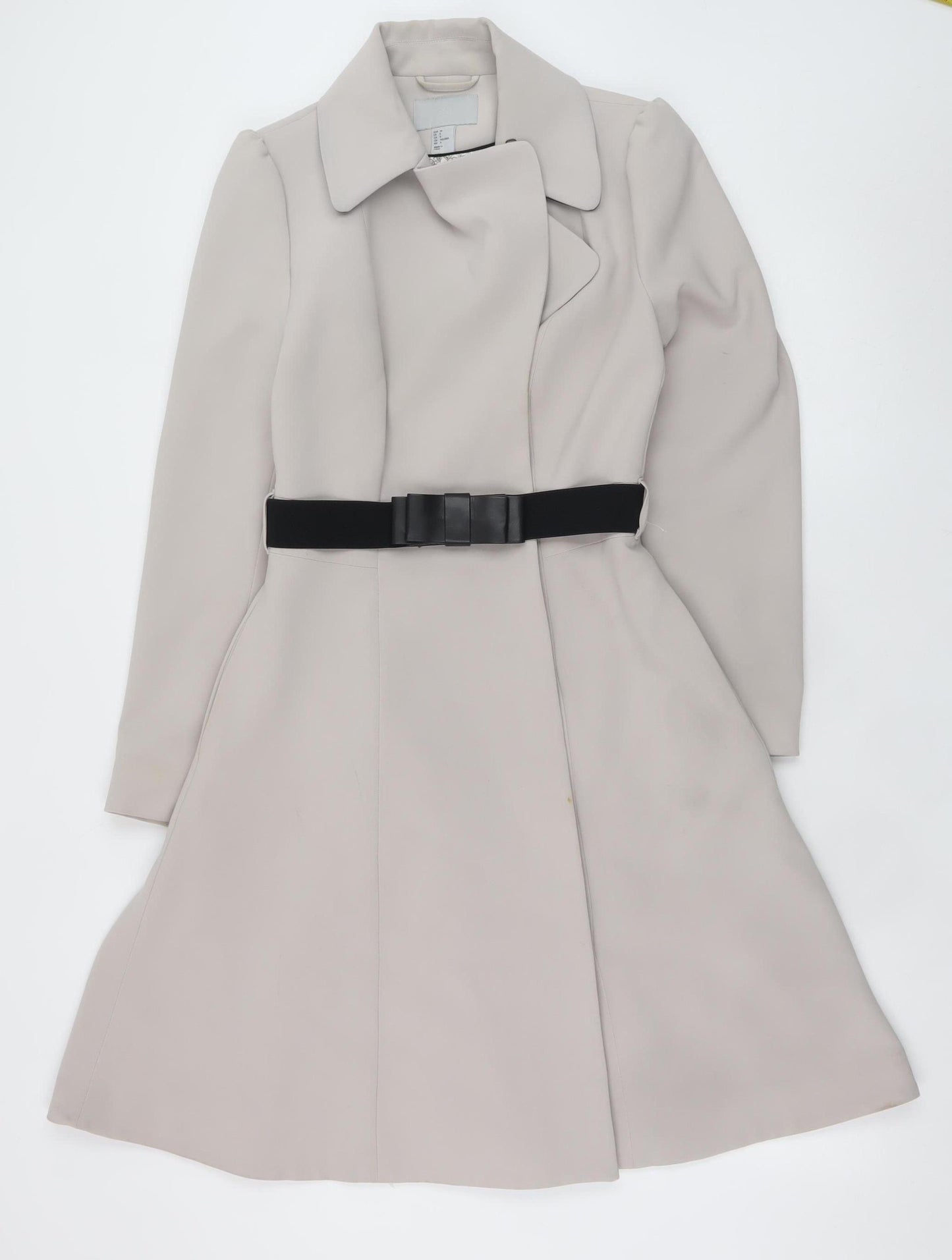 H&M Womens Beige Long Belted Trench Coat Size 10