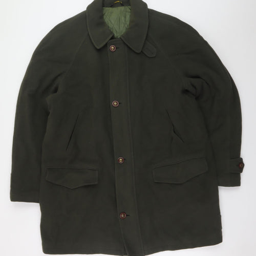 House of Fraser Men's Green L Wool Overcoat Long Lined