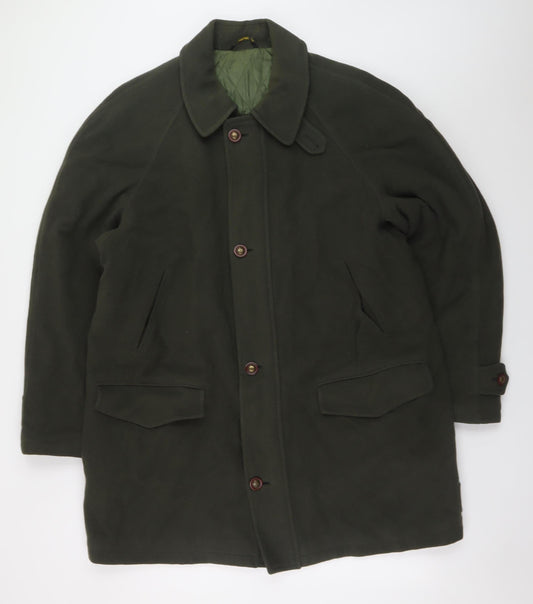 House of Fraser Men's Green L Wool Overcoat Long Lined