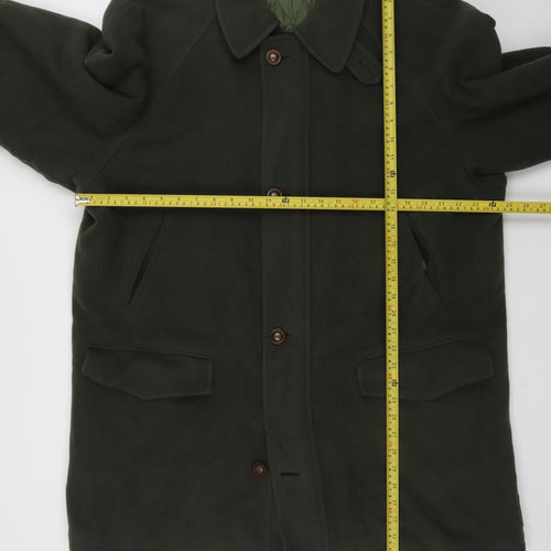 House of Fraser Men's Green L Wool Overcoat Long Lined