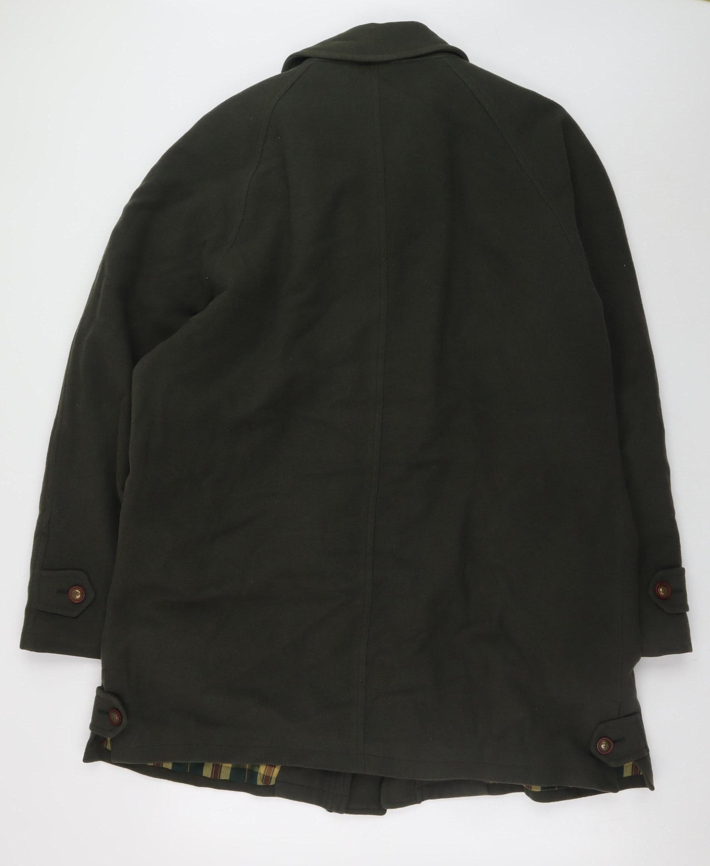 House of Fraser Men's Green L Wool Overcoat Long Lined