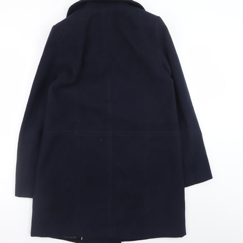 Wallis Womens Blue Pea Coat UK 8 Mid-Length Lined Buttoned