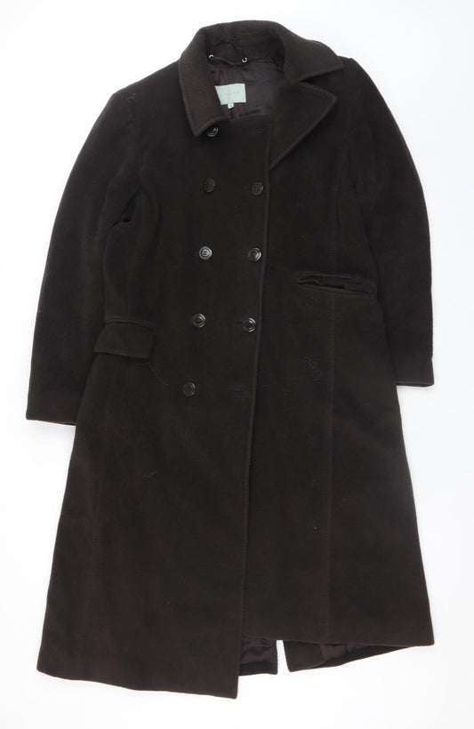 Jigsaw Women's Brown Wool Cashmere Long Overcoat Size 14