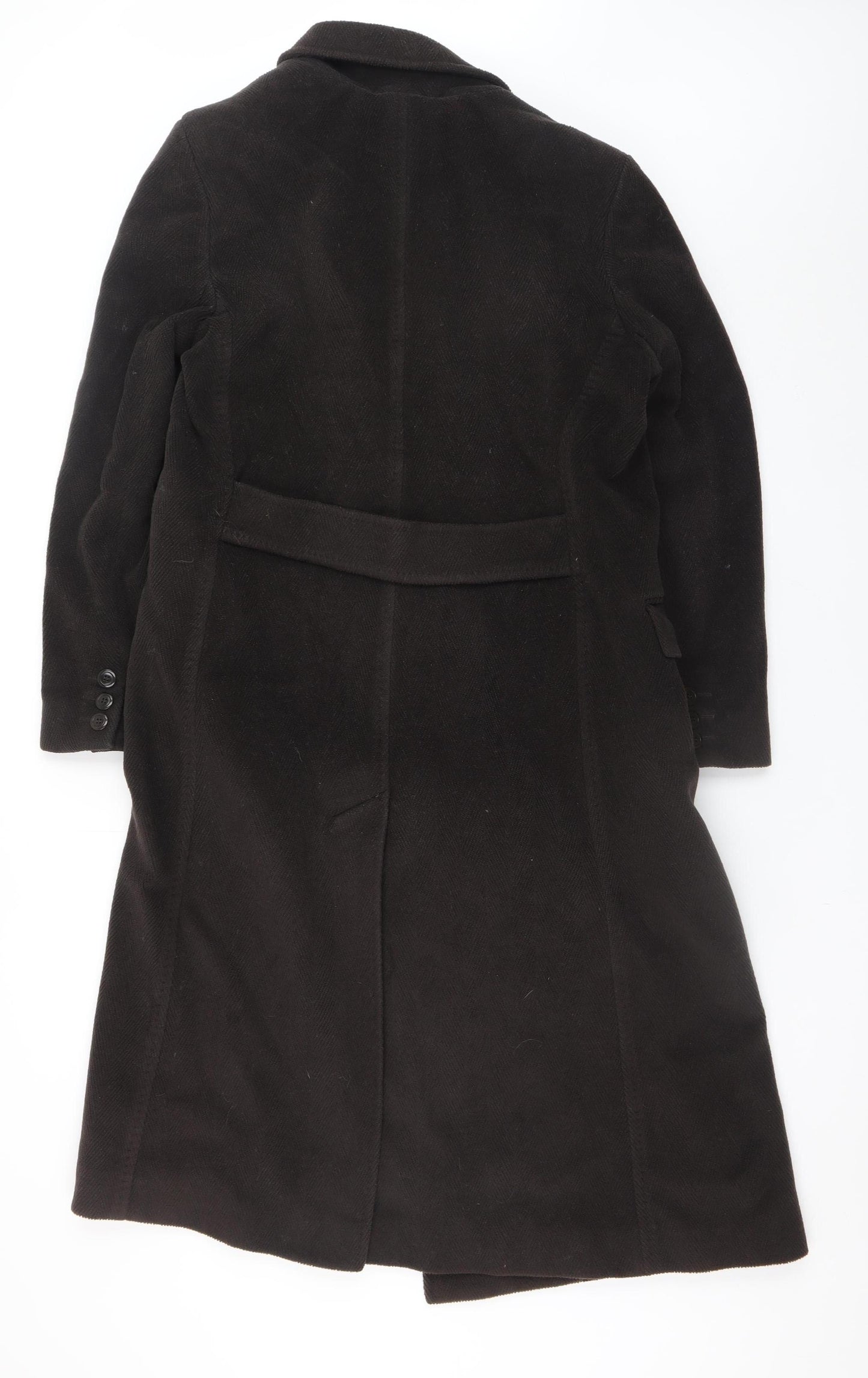 Jigsaw Women's Brown Wool Cashmere Long Overcoat Size 14