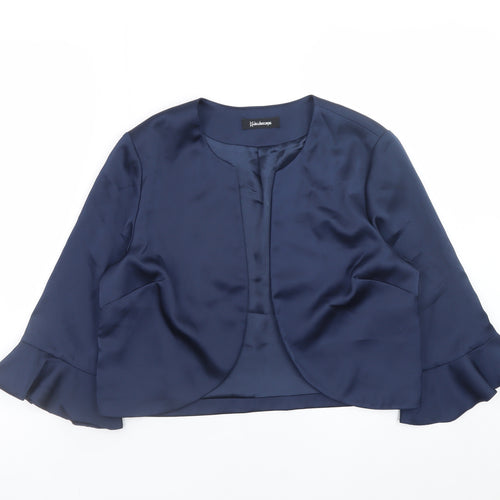 Kaleidoscope Women's Blue Ruffle Sleeve Satin Blazer Jacket UK 12