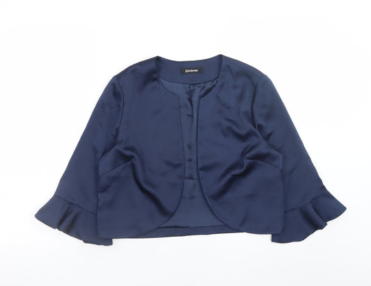 Kaleidoscope Women's Blue Ruffle Sleeve Satin Blazer Jacket UK 12