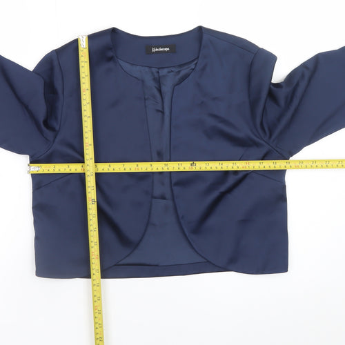 Kaleidoscope Women's Blue Ruffle Sleeve Satin Blazer Jacket UK 12