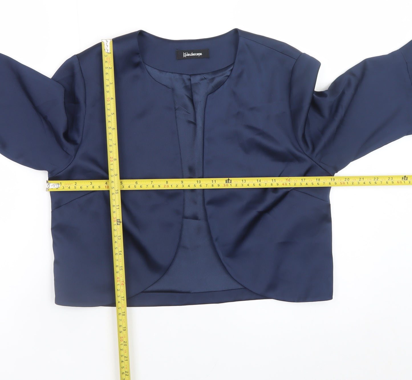 Kaleidoscope Women's Blue Ruffle Sleeve Satin Blazer Jacket UK 12