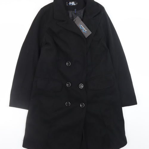 RVHSWDS Women’s Black Wool Blend Mid-Length Pea Coat M