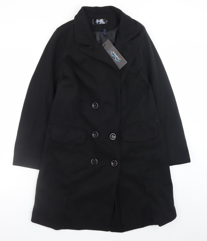 RVHSWDS Women’s Black Wool Blend Mid-Length Pea Coat M
