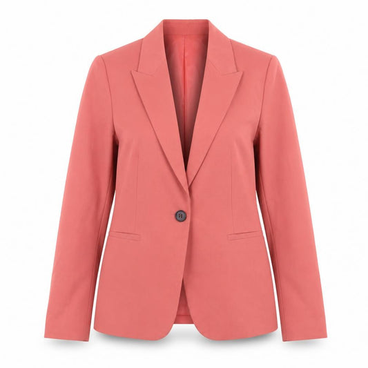Front view of Zara Women Pink Cotton Blend Single Breasted Blazer, size 8