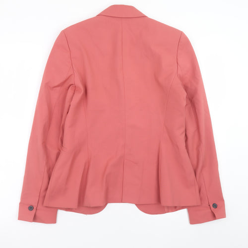 ZARA Women Pink Cotton Blend Single Breasted Blazer Size 8