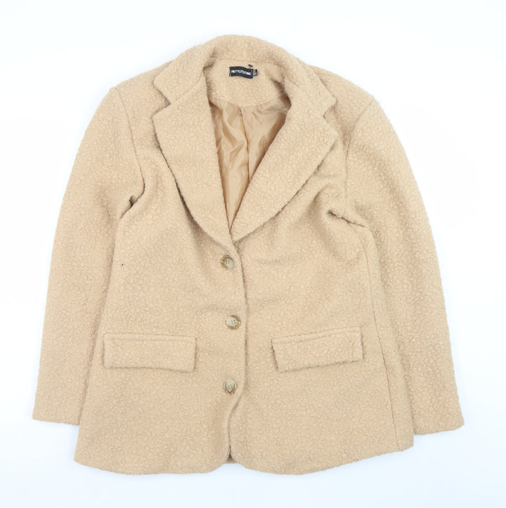 PrettyLittleThing Women Beige Size 8 Blazer Jacket Lined Mid-Length