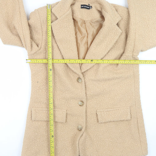 PrettyLittleThing Women Beige Size 8 Blazer Jacket Lined Mid-Length