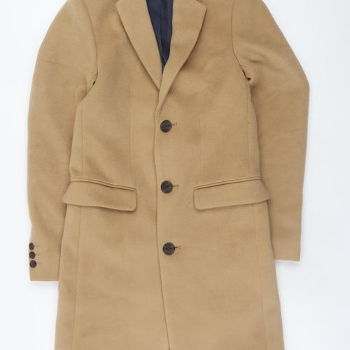 River Island Women's Beige Wool Blend Long Overcoat XXS