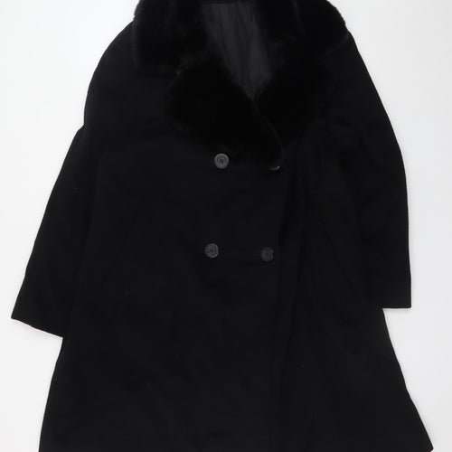 Marks and Spencer Womens Black Wool Cashmere Mid-Length Coat UK 14