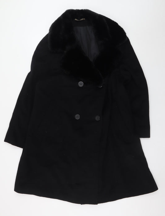 Marks and Spencer Womens Black Wool Cashmere Mid-Length Coat UK 14