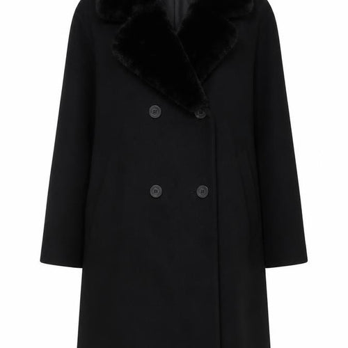 Marks and Spencer Womens Black Wool Cashmere Mid-Length Coat UK 14