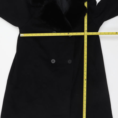 Marks and Spencer Womens Black Wool Cashmere Mid-Length Coat UK 14