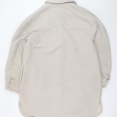 New Look Women Beige Long Fleece Shacket Jacket Size M