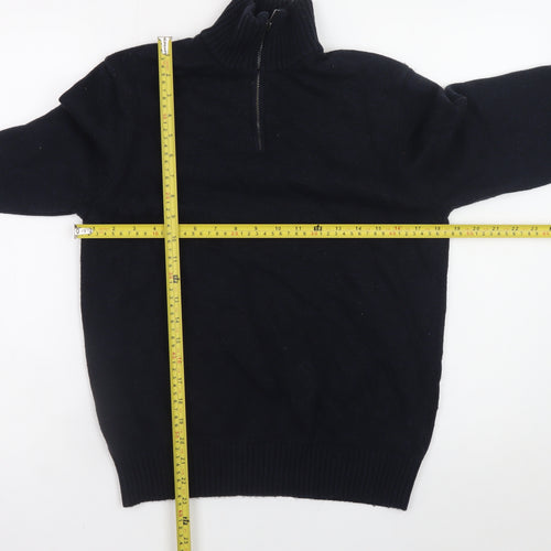 Marks and Spencer Men's Black Lambswool Half Zip Jumper Size S