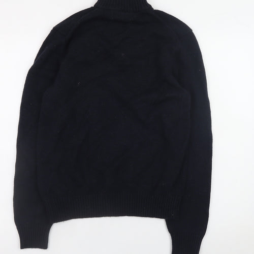 Marks and Spencer Men's Black Lambswool Half Zip Jumper Size S