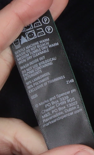 Marks and Spencer Men's Black Lambswool Half Zip Jumper Size S