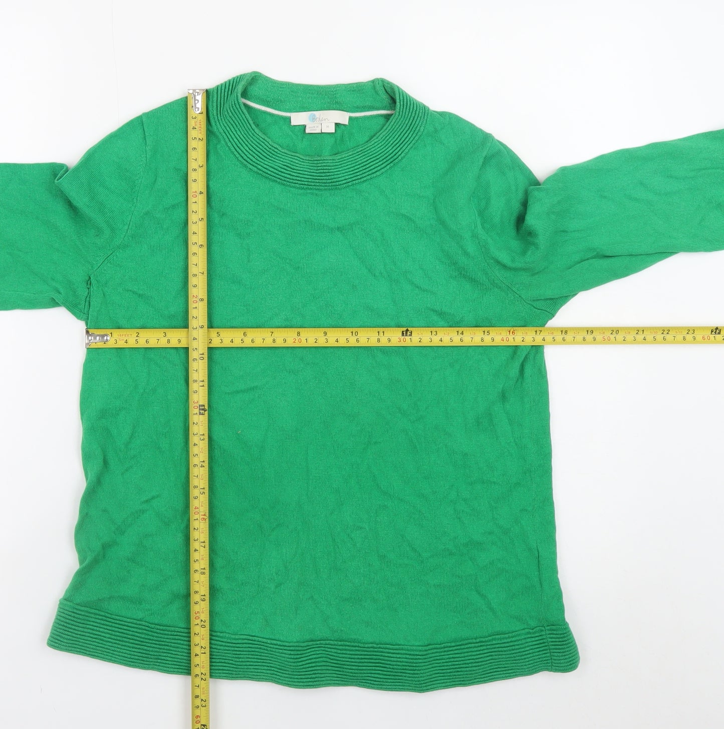 Boden Women's Green Cotton Wool Crew Neck Jumper M
