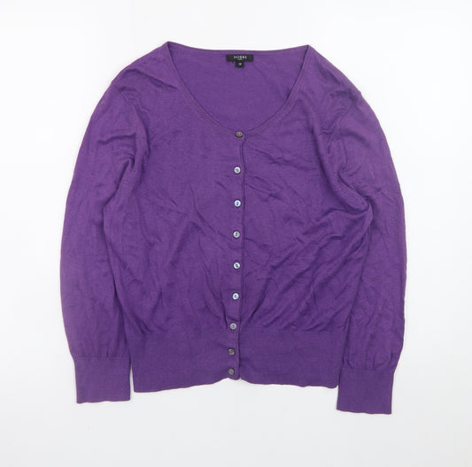 Hobbs Women Purple V-Neck Silk Cotton Cashmere Cardigan Size 12