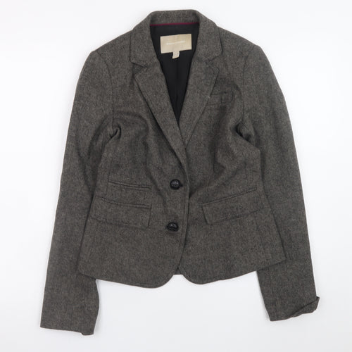 Banana Republic Women's Grey Wool Blend Herringbone Blazer Size 6