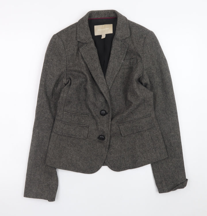 Banana Republic Women's Grey Wool Blend Herringbone Blazer Size 6