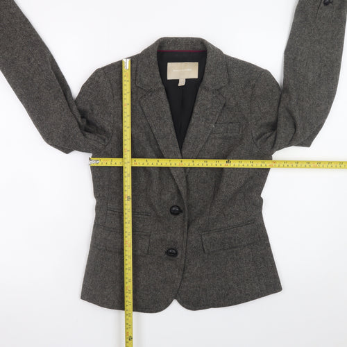 Banana Republic Women's Grey Wool Blend Herringbone Blazer Size 6