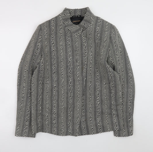 Jaeger Women's Black Wool Blend Geometric Jacket Size 8