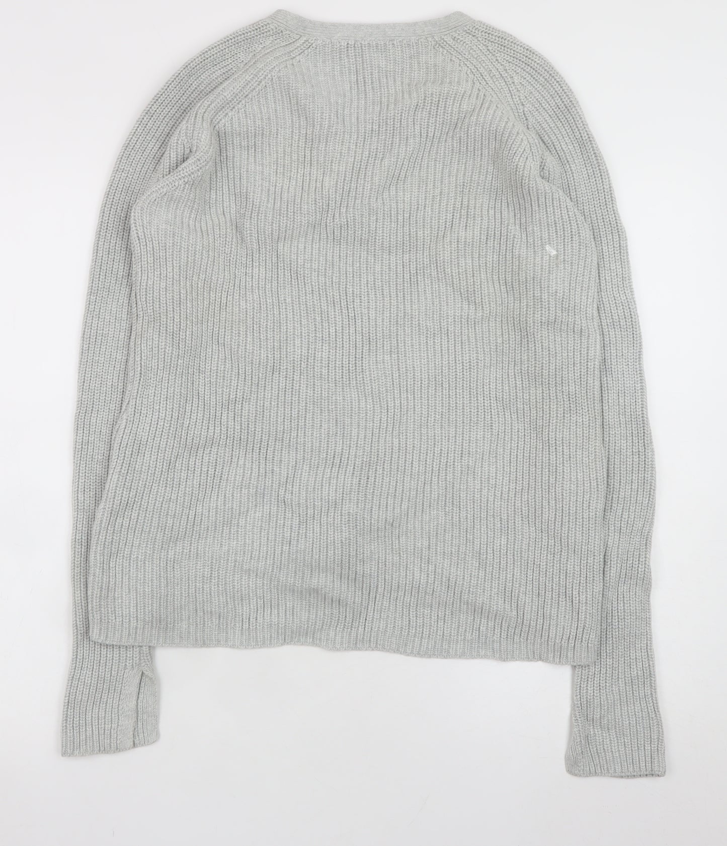 Witchery Women Grey Cotton Lace-Up V-Neck Knit Jumper Size S