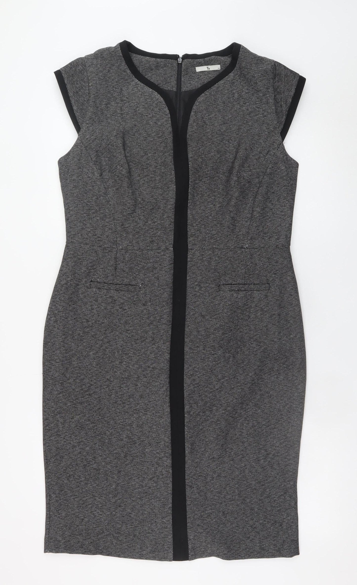 Tu Women’s Grey Sheath Knee Length Dress Size 14 Workwear