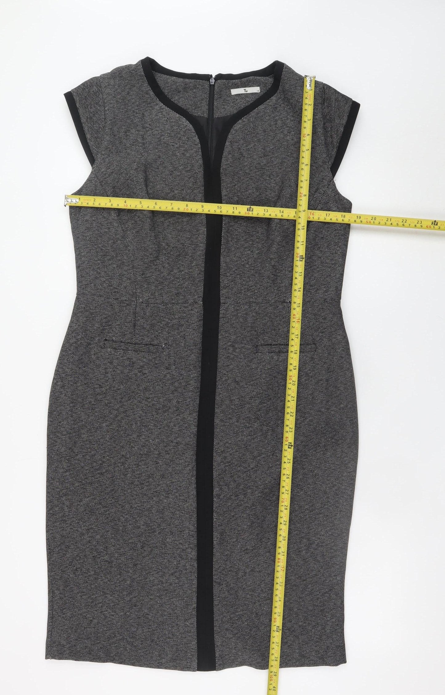 Tu Women’s Grey Sheath Knee Length Dress Size 14 Workwear