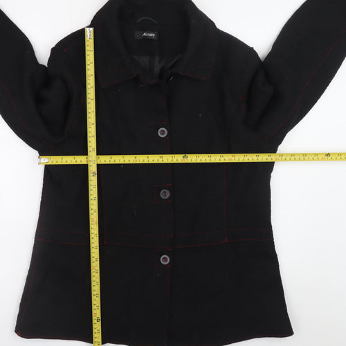 Alexara Women's Black Wool Blend Button Overcoat Size 18