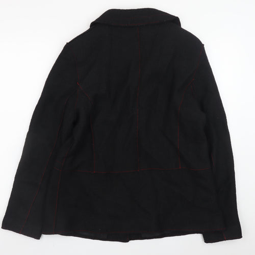 Alexara Women's Black Wool Blend Button Overcoat Size 18