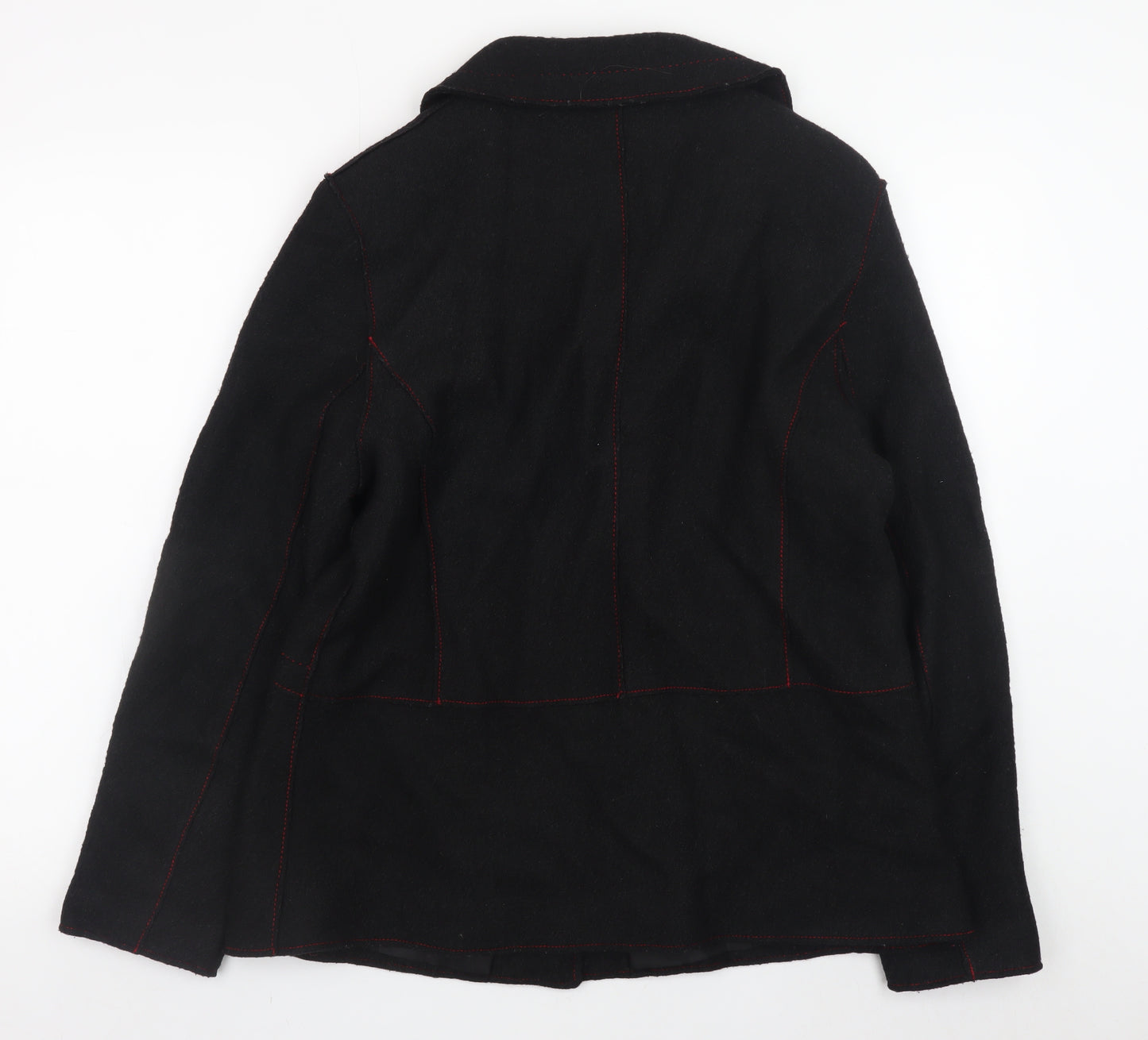 Alexara Women's Black Wool Blend Button Overcoat Size 18