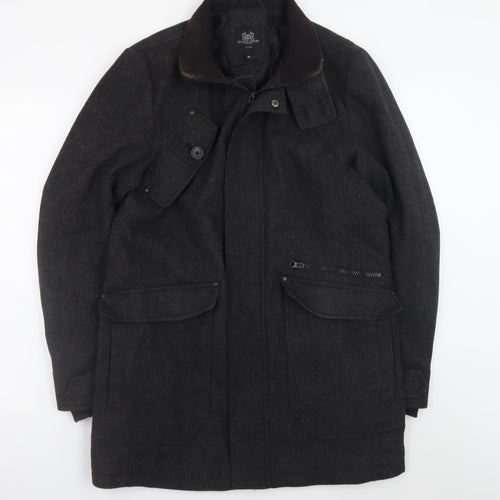 Stanley Adams Men's Black Wool Blend Mid-Length Overcoat M