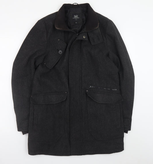 Stanley Adams Men's Black Wool Blend Mid-Length Overcoat M