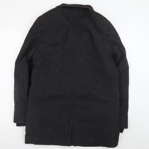 Stanley Adams Men's Black Wool Blend Mid-Length Overcoat M