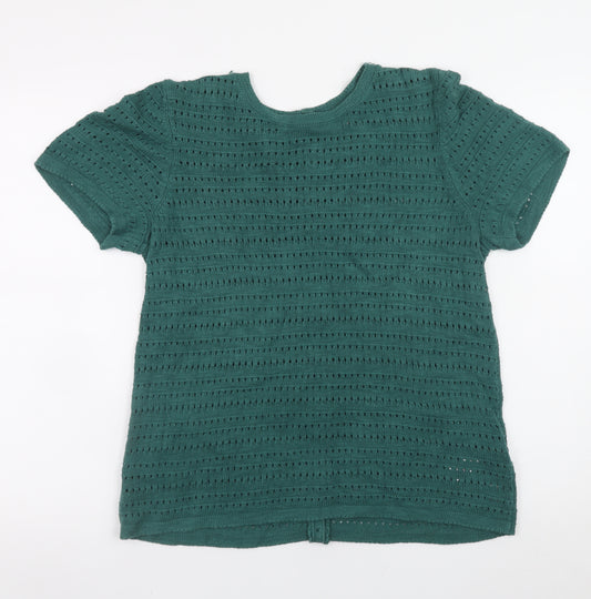 Fat Face Women’s Green Cotton Short Sleeve Button Cardigan UK 12