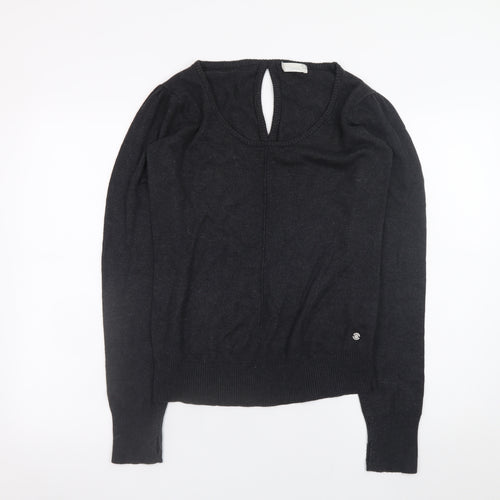 Bench Womens Black L Knit Pullover Jumper Long Sleeve Round Neck