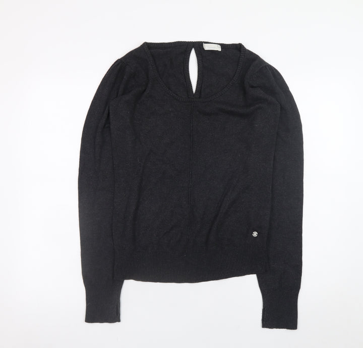 Bench Womens Black L Knit Pullover Jumper Long Sleeve Round Neck