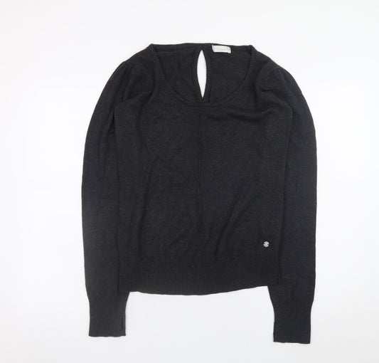 Bench Womens Black L Knit Pullover Jumper Long Sleeve Round Neck