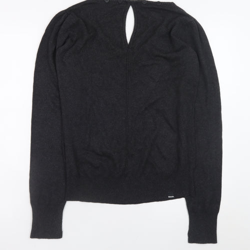 Bench Womens Black L Knit Pullover Jumper Long Sleeve Round Neck