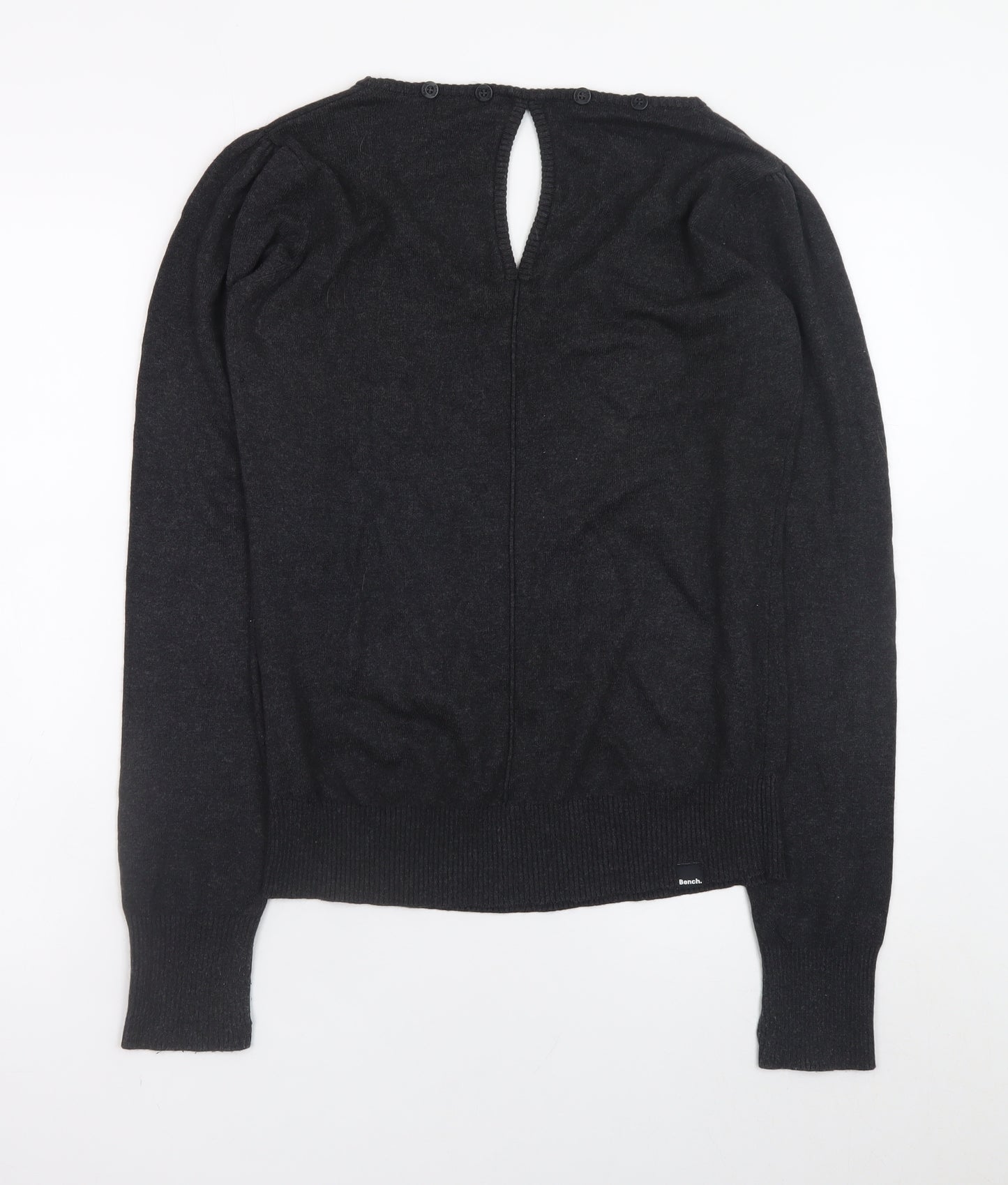 Bench Womens Black L Knit Pullover Jumper Long Sleeve Round Neck